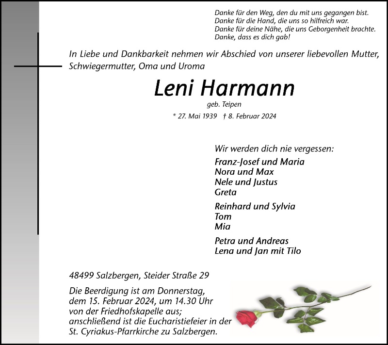 Erinnerungsbild für Leni Harmann